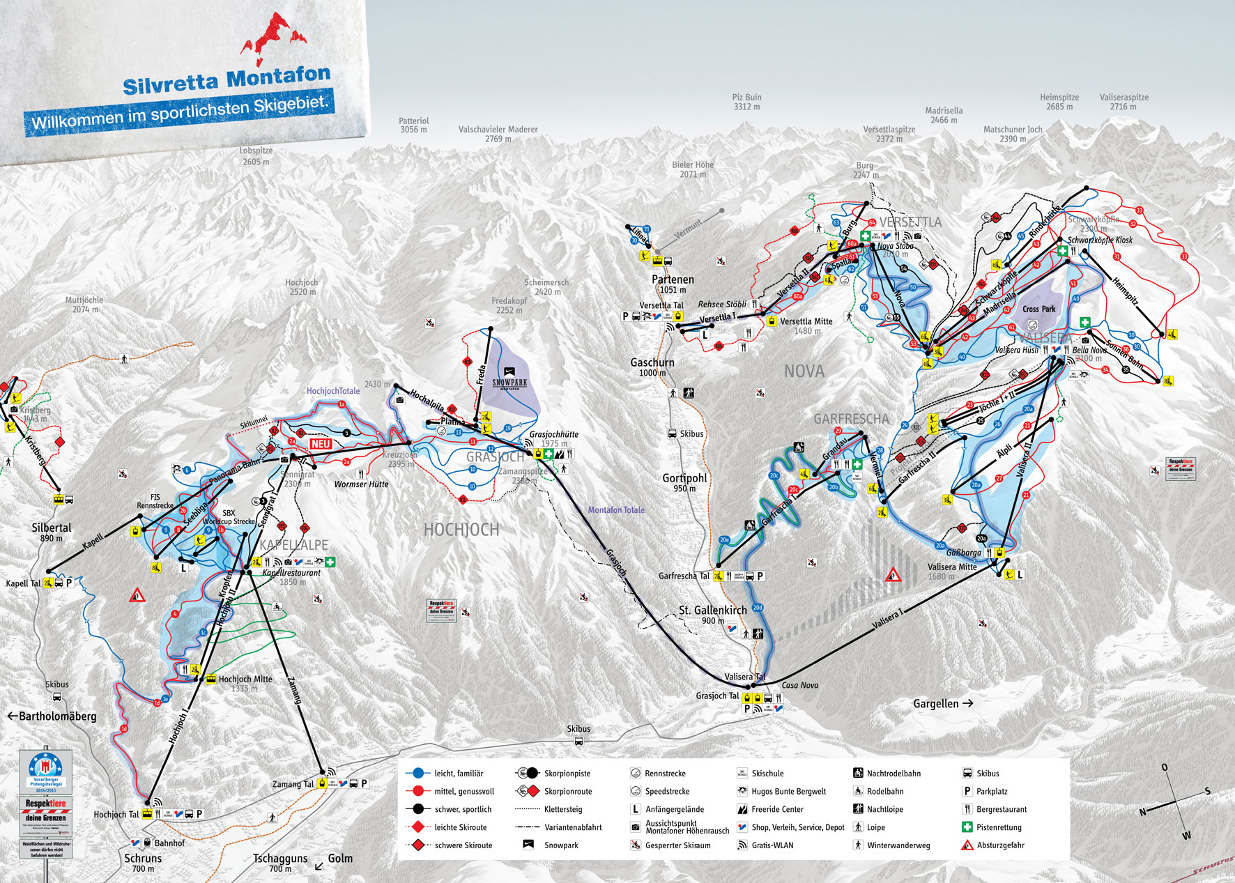 Silvretta Montafon mapa